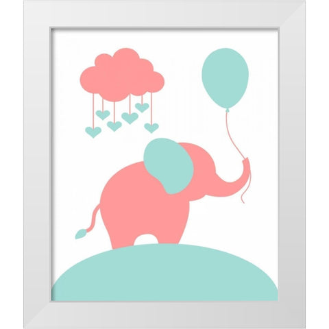 Elephant White Modern Wood Framed Art Print by Robinson, Tamara