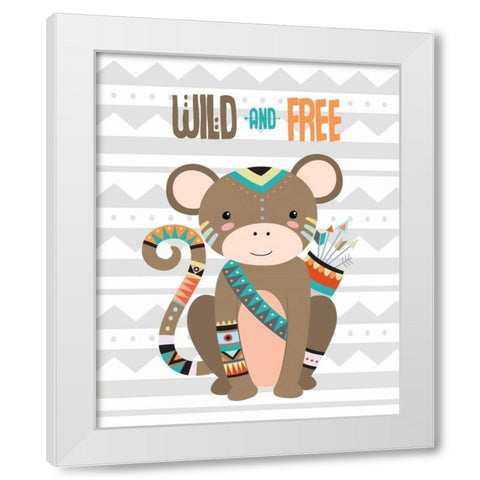 Tribal Monkey I White Modern Wood Framed Art Print by Robinson, Tamara