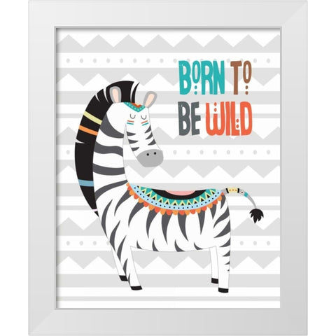 Tribal Zebra White Modern Wood Framed Art Print by Robinson, Tamara