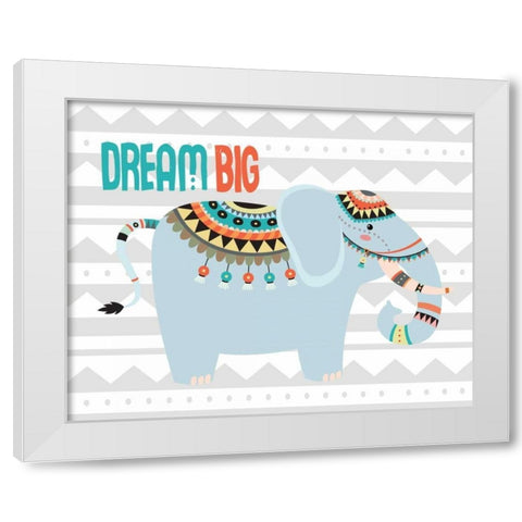 Tribal Elephant White Modern Wood Framed Art Print by Robinson, Tamara