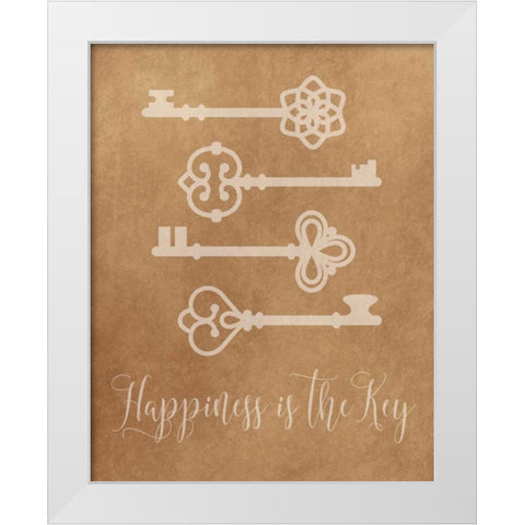 Happiness is the Key White Modern Wood Framed Art Print by Robinson, Tamara