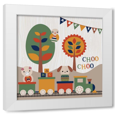 Toy Box Train White Modern Wood Framed Art Print by Robinson, Tamara