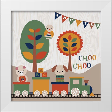 Toy Box Train White Modern Wood Framed Art Print by Robinson, Tamara