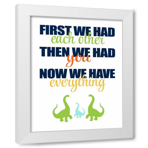Dinosaur Family White Modern Wood Framed Art Print by Robinson, Tamara