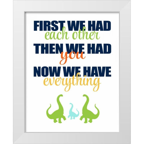 Dinosaur Family White Modern Wood Framed Art Print by Robinson, Tamara