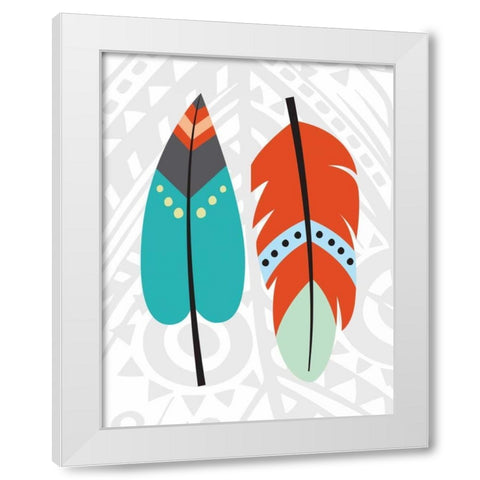 Tribal Feather White Modern Wood Framed Art Print by Robinson, Tamara