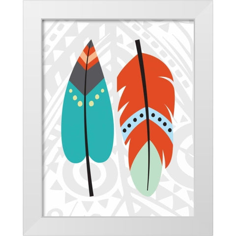 Tribal Feather White Modern Wood Framed Art Print by Robinson, Tamara