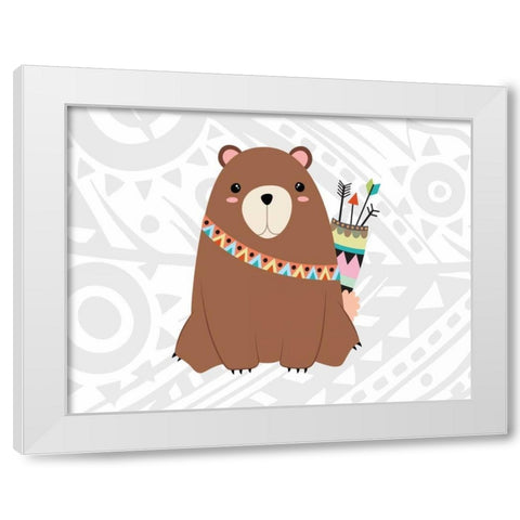 Tribal Bear White Modern Wood Framed Art Print by Robinson, Tamara