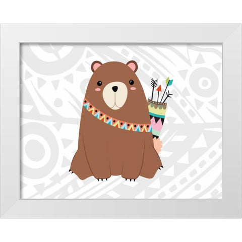 Tribal Bear White Modern Wood Framed Art Print by Robinson, Tamara