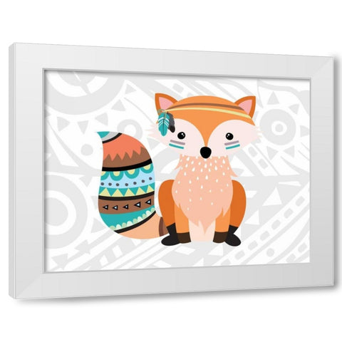Tribal Fox White Modern Wood Framed Art Print by Robinson, Tamara