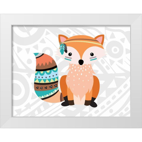 Tribal Fox White Modern Wood Framed Art Print by Robinson, Tamara