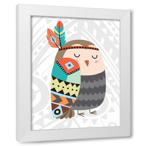 Tribal Owl White Modern Wood Framed Art Print by Robinson, Tamara