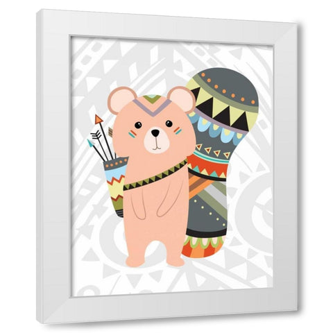 Tribal Squirrel White Modern Wood Framed Art Print by Robinson, Tamara