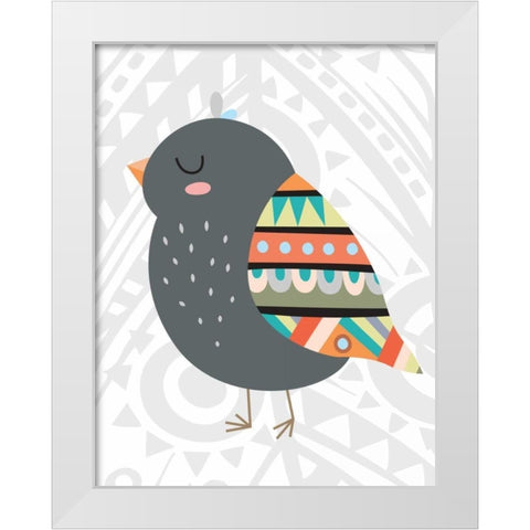 Tribal Bird White Modern Wood Framed Art Print by Robinson, Tamara
