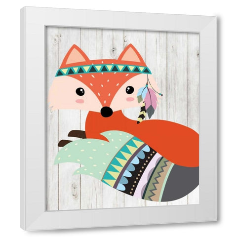 Tribal Fox White Modern Wood Framed Art Print by Robinson, Tamara