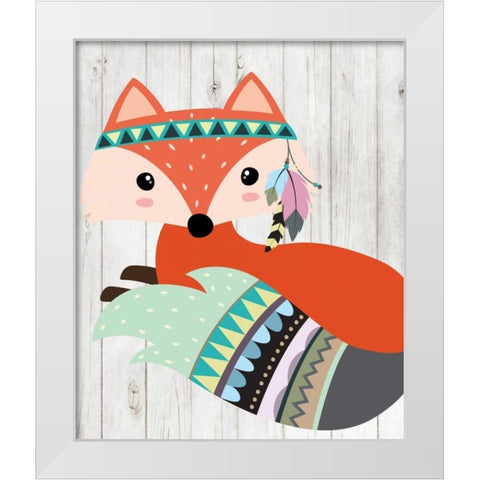Tribal Fox White Modern Wood Framed Art Print by Robinson, Tamara