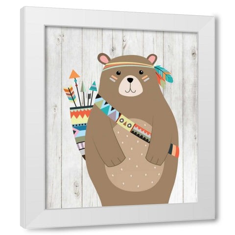 Tribal Bear White Modern Wood Framed Art Print by Robinson, Tamara
