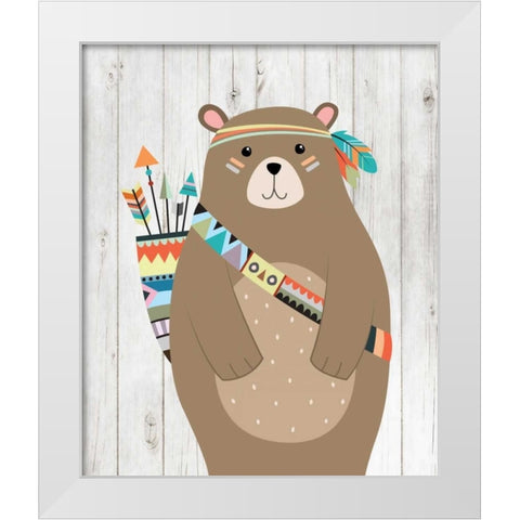 Tribal Bear White Modern Wood Framed Art Print by Robinson, Tamara