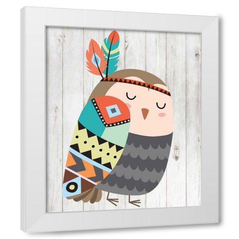 Tribal Owl White Modern Wood Framed Art Print by Robinson, Tamara