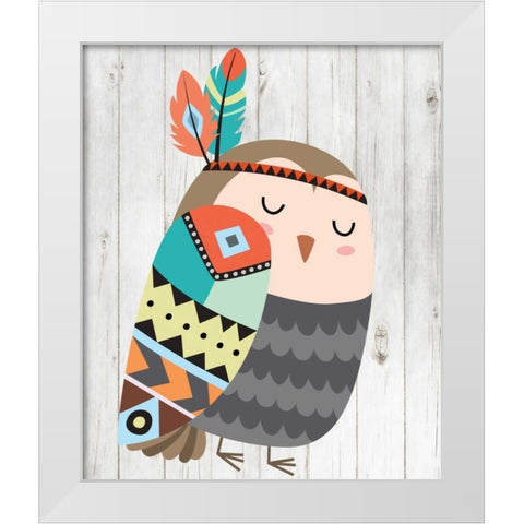 Tribal Owl White Modern Wood Framed Art Print by Robinson, Tamara