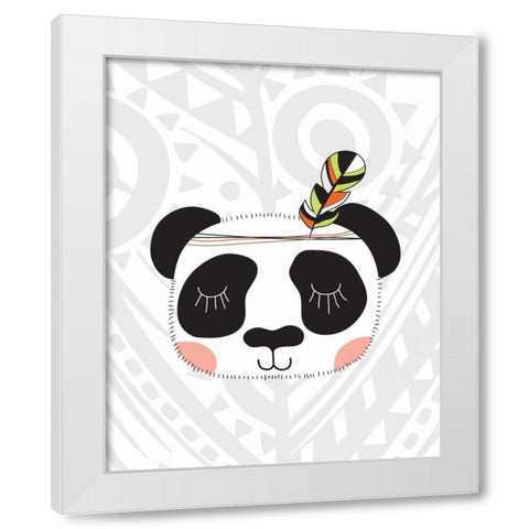 Tribal Panda White Modern Wood Framed Art Print by Robinson, Tamara