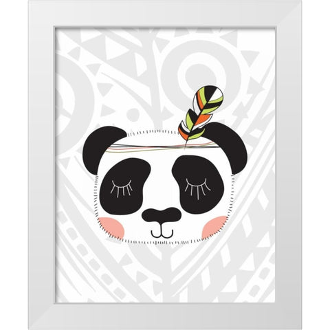 Tribal Panda White Modern Wood Framed Art Print by Robinson, Tamara