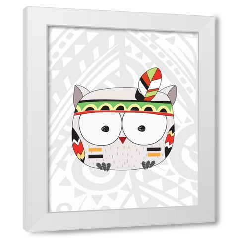 Tribal Owl White Modern Wood Framed Art Print by Robinson, Tamara
