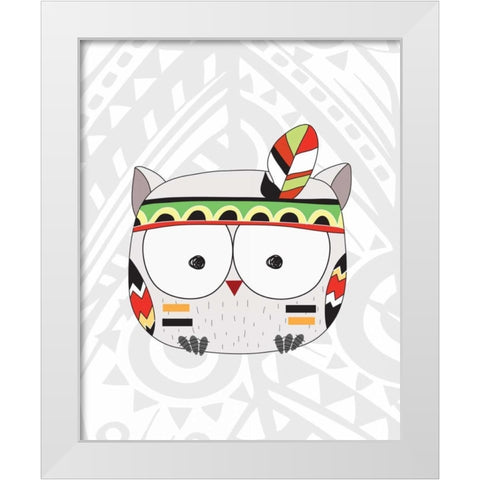 Tribal Owl White Modern Wood Framed Art Print by Robinson, Tamara
