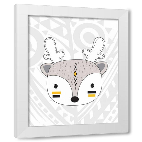 Tribal Deer White Modern Wood Framed Art Print by Robinson, Tamara