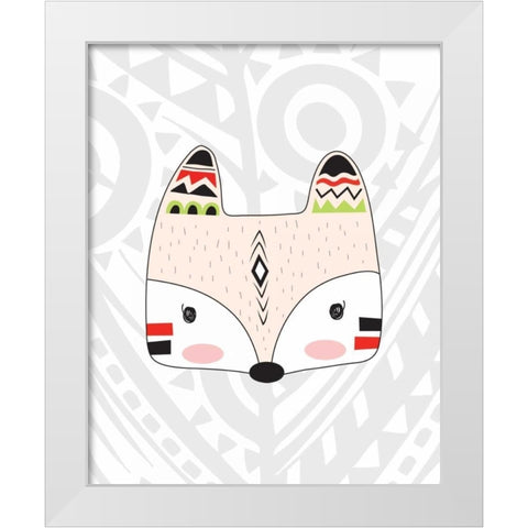 Tribal Fox White Modern Wood Framed Art Print by Robinson, Tamara