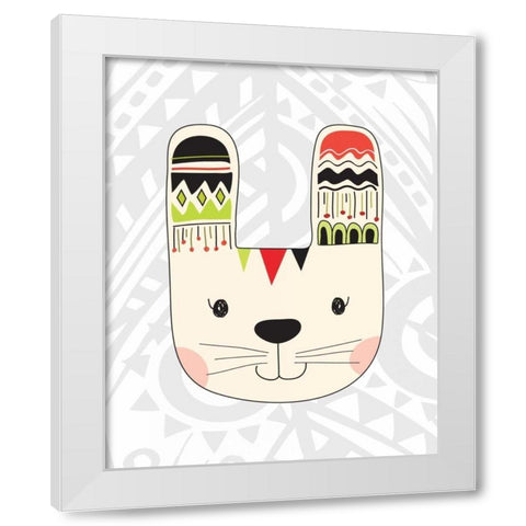 Tribal Bunnies White Modern Wood Framed Art Print by Robinson, Tamara