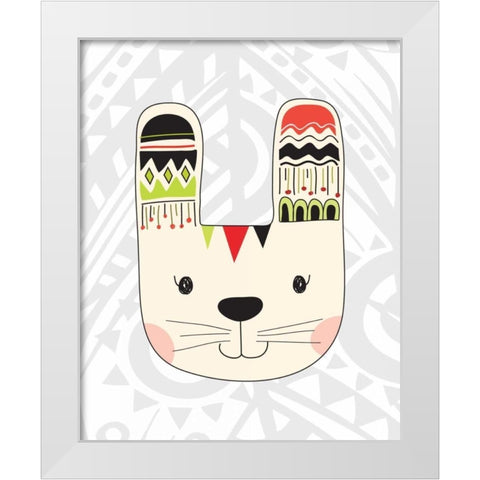 Tribal Bunnies White Modern Wood Framed Art Print by Robinson, Tamara