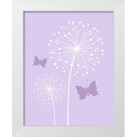 Butterfly Dandelion White Modern Wood Framed Art Print by Robinson, Tamara