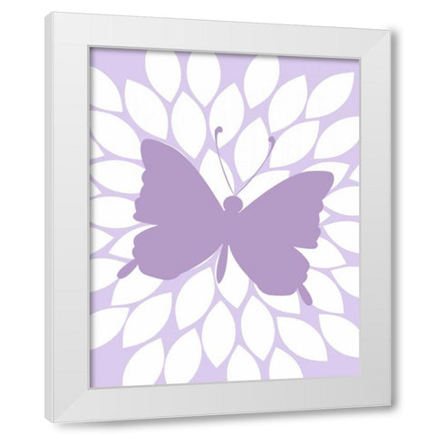 Butterfly Flower White Modern Wood Framed Art Print by Robinson, Tamara