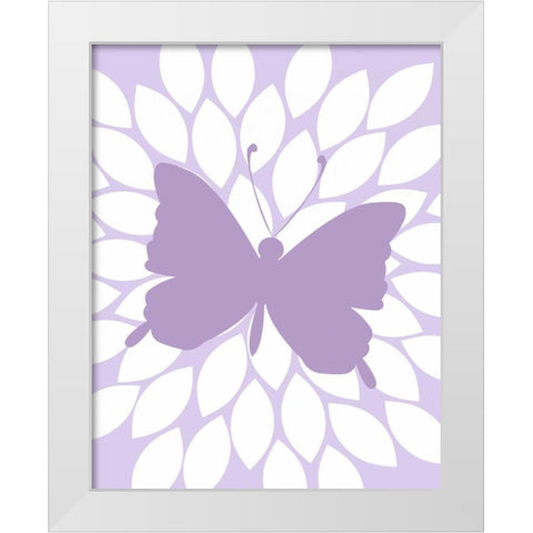 Butterfly Flower White Modern Wood Framed Art Print by Robinson, Tamara
