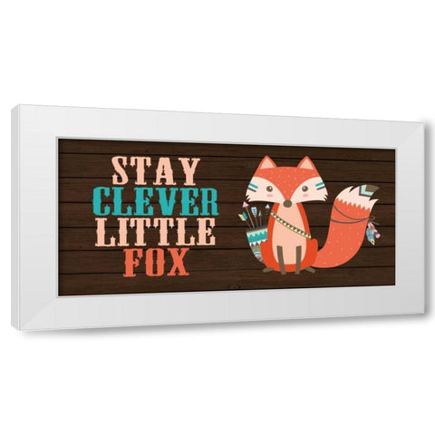 Stay Clever Little Fox White Modern Wood Framed Art Print by Robinson, Tamara