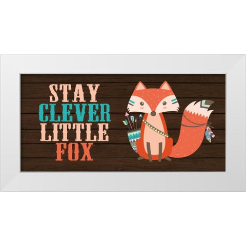 Stay Clever Little Fox White Modern Wood Framed Art Print by Robinson, Tamara