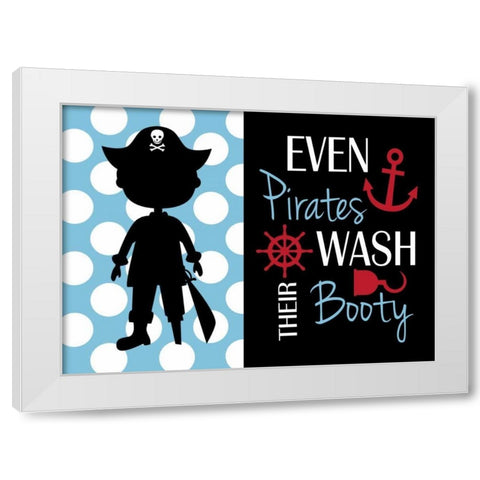 Pirate Bathroom White Modern Wood Framed Art Print by Robinson, Tamara