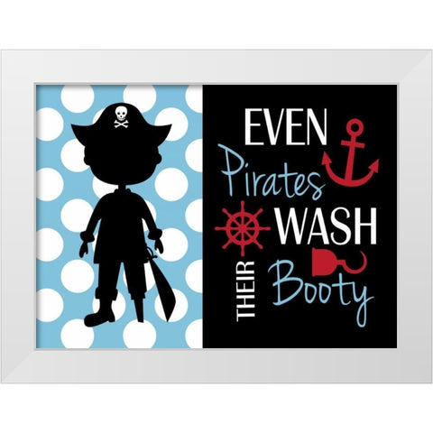 Pirate Bathroom White Modern Wood Framed Art Print by Robinson, Tamara