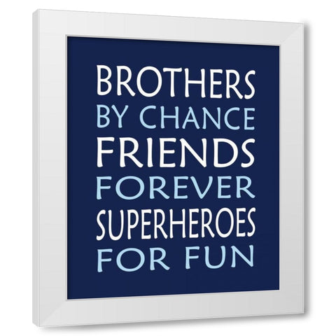 Brothers Superhero White Modern Wood Framed Art Print by Robinson, Tamara