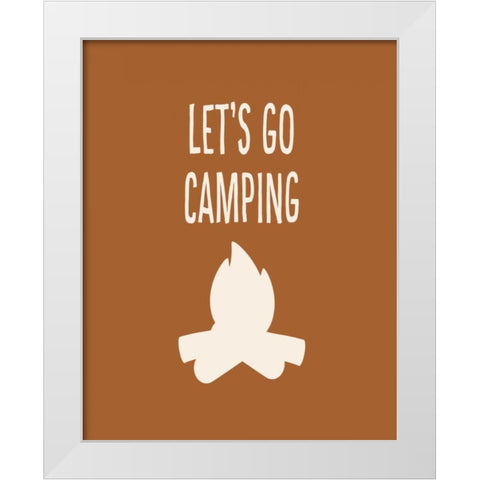 Lets Go Camping White Modern Wood Framed Art Print by Robinson, Tamara