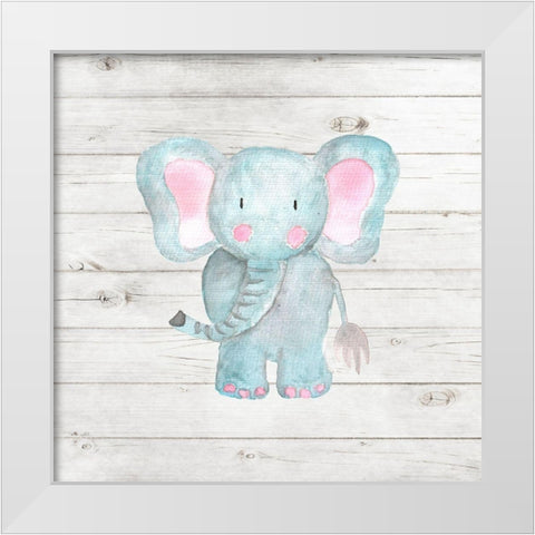 Watercolor Elephant White Modern Wood Framed Art Print by Robinson, Tamara