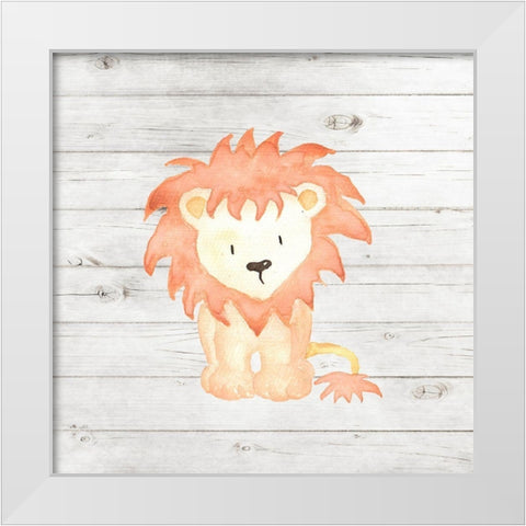 Watercolor Lion White Modern Wood Framed Art Print by Robinson, Tamara