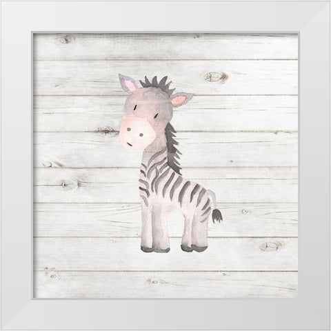 Watercolor Zebra White Modern Wood Framed Art Print by Robinson, Tamara