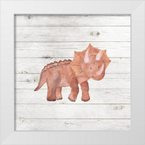 Water Color Dino White Modern Wood Framed Art Print by Robinson, Tamara