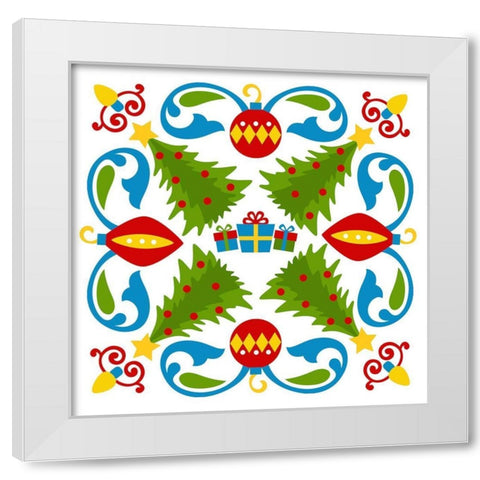 Christmas Trees White Modern Wood Framed Art Print by Robinson, Tamara