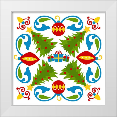 Christmas Trees White Modern Wood Framed Art Print by Robinson, Tamara