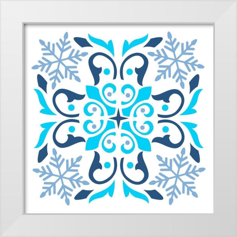 Snowflakes White Modern Wood Framed Art Print by Robinson, Tamara