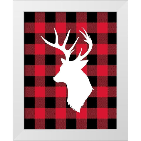 Deer Lumberjack White Modern Wood Framed Art Print by Robinson, Tamara