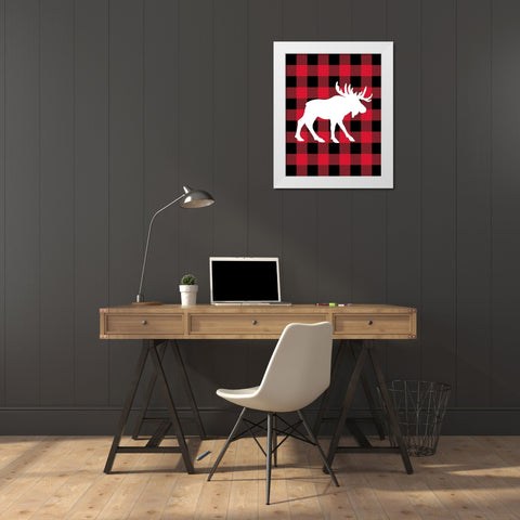 Moose Lumberjack White Modern Wood Framed Art Print by Robinson, Tamara